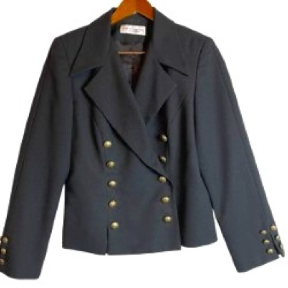 LEW MAGRAM VINTAGE DOUBLE BREASTED BLAZER W/ANTIQUE GOLD-TONED BUTTONS SIZE 10